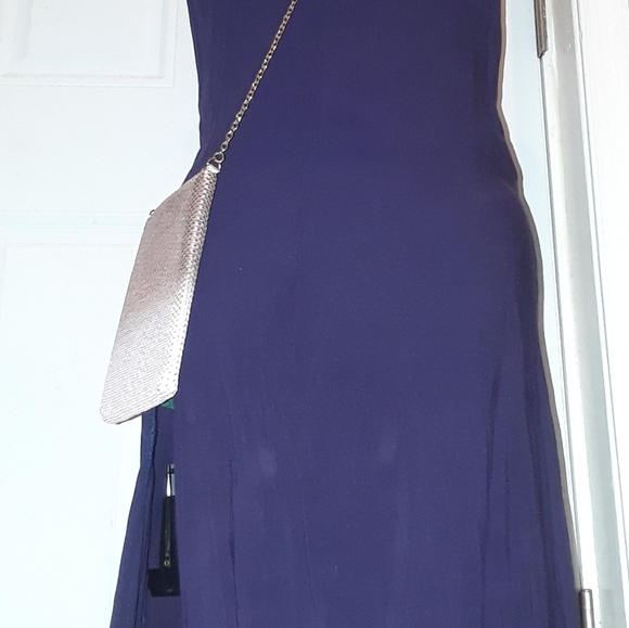 Navy Maxi Dress w slit - Picture 4 of 5